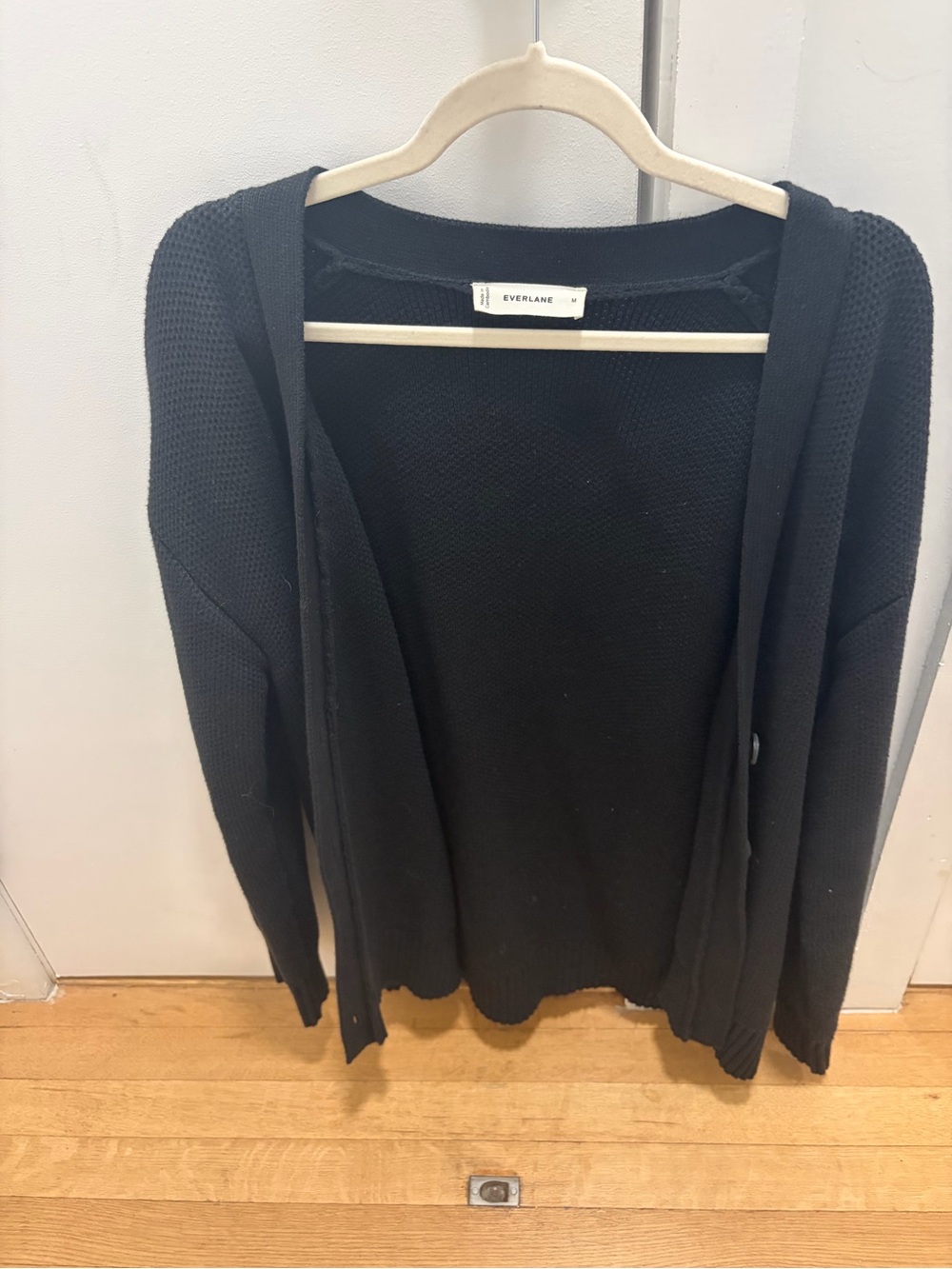 Everlane Black Open-Front Knit Cardigan